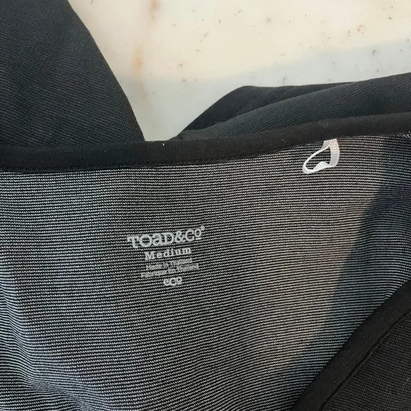 Toad & Co 3/4 Sleeve V Neck Dress Medium Heathered Black Long Sleeve Knee - Picture 8 of 9